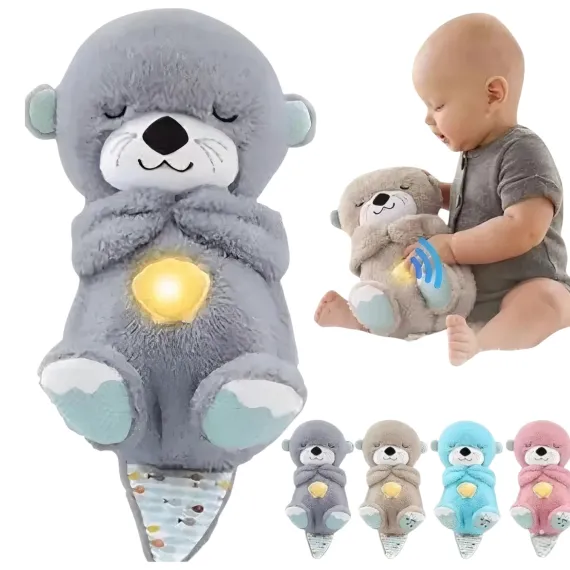 Ursulet de plus interactiv cu efecte de lumina si muzica, functie de respiratie, jucarie pentru copii pentru copii, crema, functie de imbunatatire a somnului playmate diferite culori 25 cm