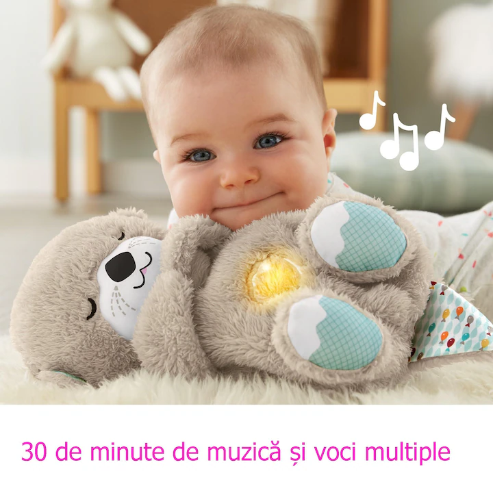 Ursulet de plus interactiv cu efecte de lumina si muzica, functie de respiratie, jucarie pentru copii pentru copii, crema, functie de imbunatatire a somnului playmate diferite culori 25 cm