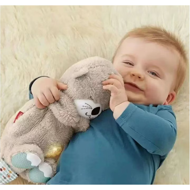 Ursulet de plus interactiv cu efecte de lumina si muzica, functie de respiratie, jucarie pentru copii pentru copii, crema, functie de imbunatatire a somnului playmate diferite culori 25 cm
